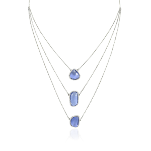 A Diamond and Sapphire Pendant Stackable Style Chain