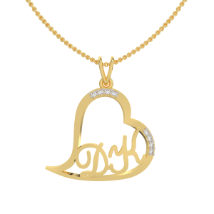 The Customized Couple Initials Gold Diamond Heart Pendant