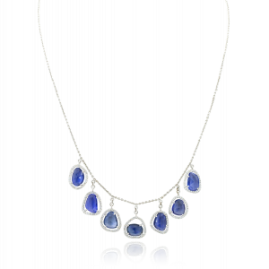  A Blue Sapphire Diamond Chain Necklace 