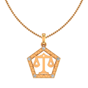 Libra Tula Zodiac Sun Sign Gold Diamond Pendant