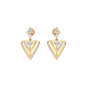 Diamond and Gold Christmas Triangle Earring