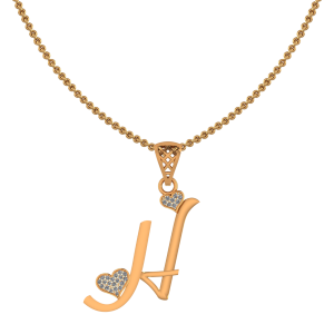 Alphabet H Heart Diamond Pendant