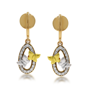 The Dual Tone Butterly and Diamond Earrings