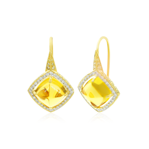 The Yellow Stone with Diamonds Earrings