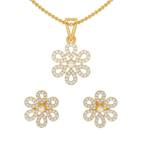 The Floral Suave Diamond Pendant Set