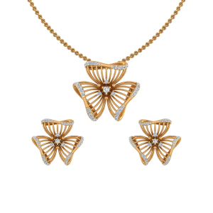 Floral Fly Diamond Pendant Set