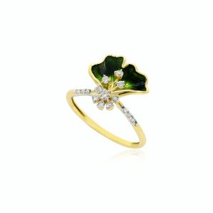  The Half blooming Flower with Diamonds Ring