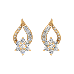 Floral Lush Gold Diamond Stud Earrings