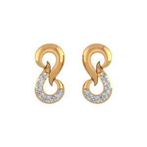 Tangle Tango Gold Diamond Stud Earrings