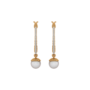 The Pearl Drops Gold Diamond & Pearl Earrings