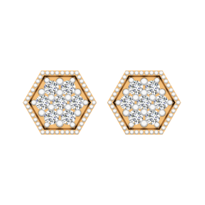 Truly Hexagon Gold Diamond Earrings
