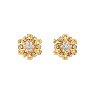 The Petals Meet Gold Diamond Earrings