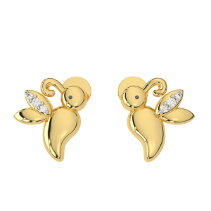 Mystic Fly Gold Diamond Stud Earrings