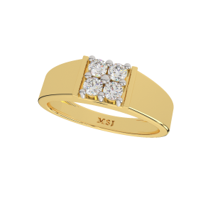 The Fashion Four Gold Diamond Men's Ring