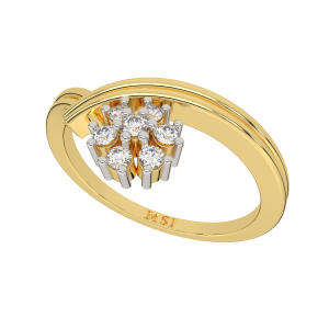 Cross Floral Gold Diamond Ring