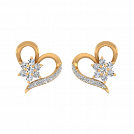 Floral Aspect Gold Diamond Stud Earrings